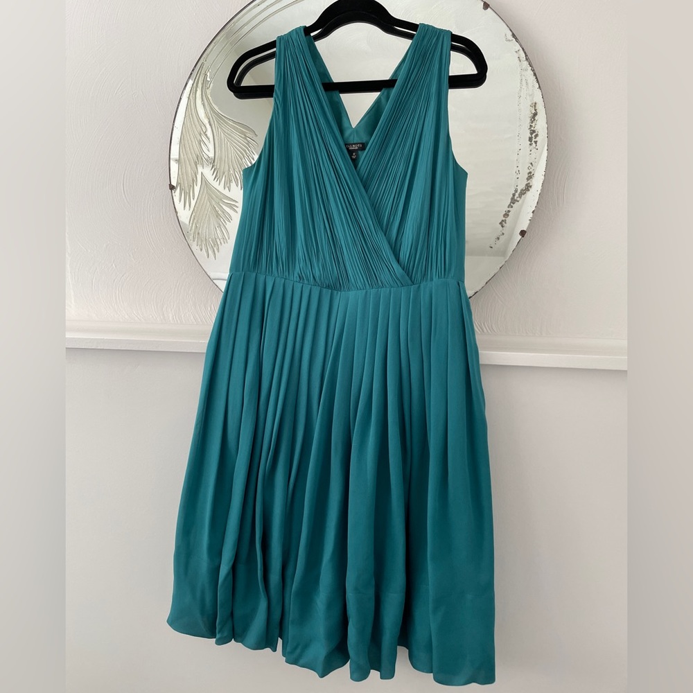 Talbots Pleated Teal Silk Dress, Women’s Size 12